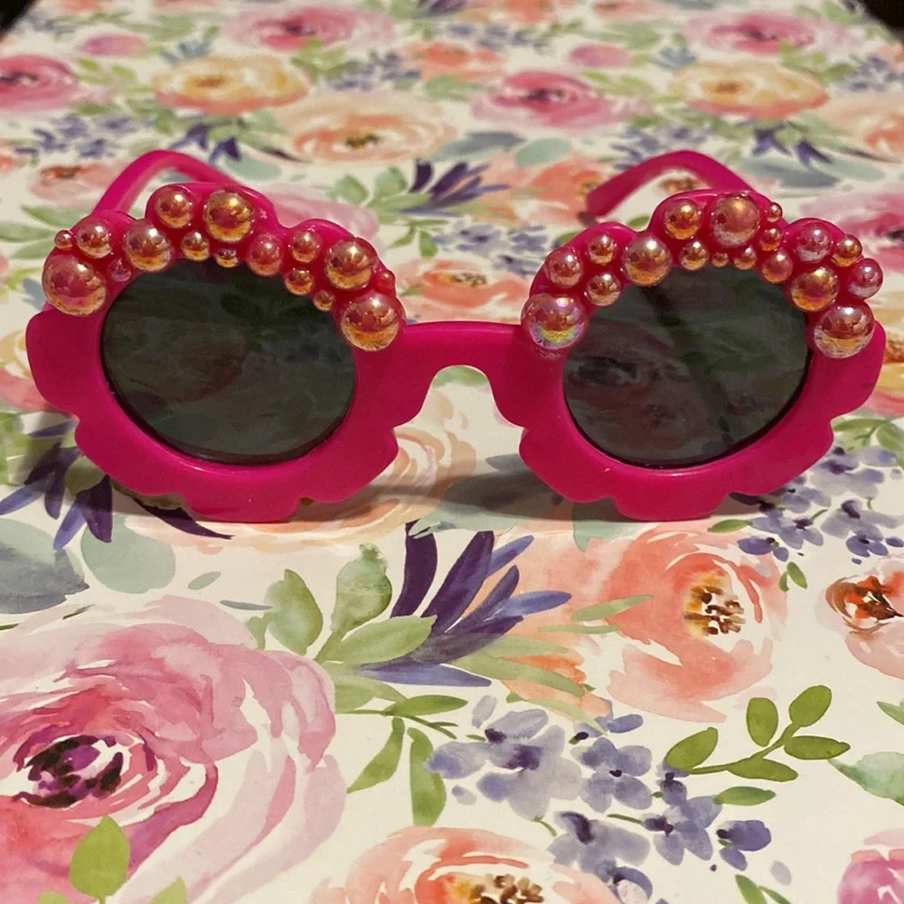 Littke girls pink flower shaped sunglasses